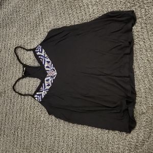 Black Racerback Aztec Sequin Detail Tank